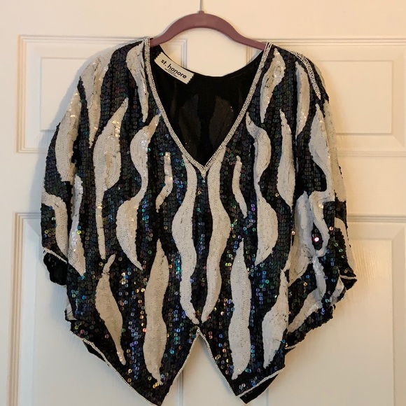 Vintage st. Honore sequin evening top size S/M - Picture 1 of 7